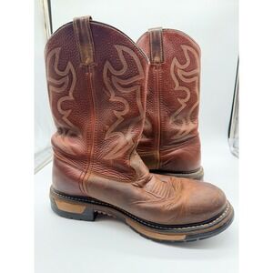 Rocky 2732 Men's Western Work Boots Brown Leather Pull On Size 12M Roper